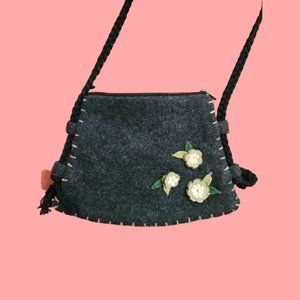 Felted mini cross body bag gray